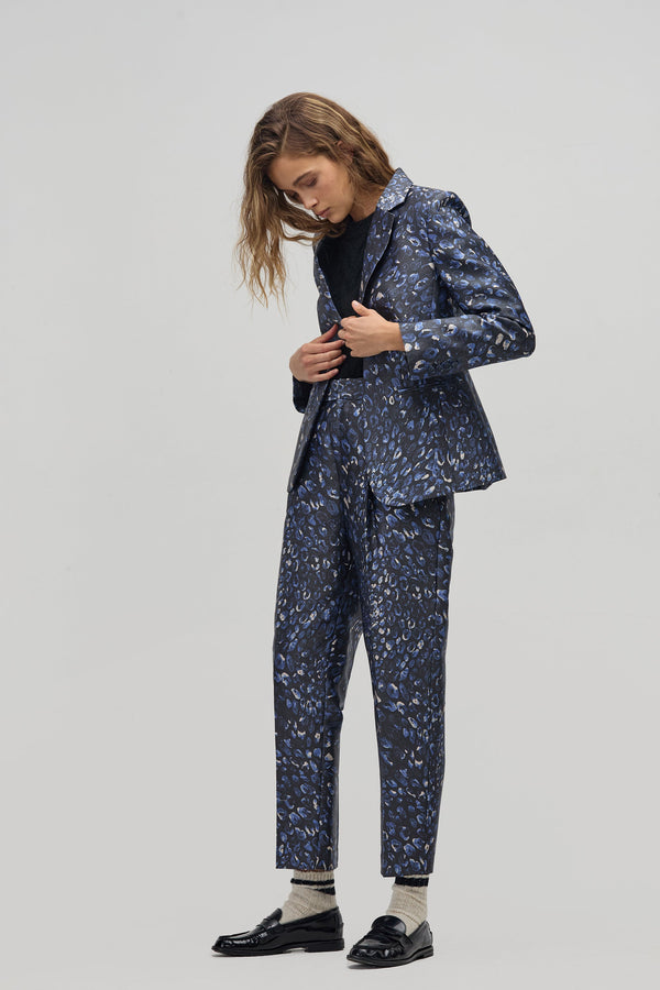 Oslo Taffeta Blazer - Midnight Leopard Print
