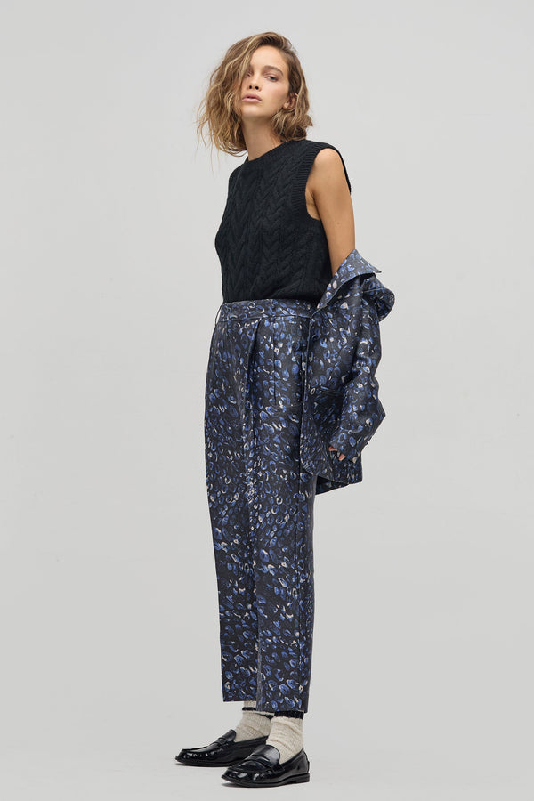 Rome Taffeta Pants - Midnight Leopard Print