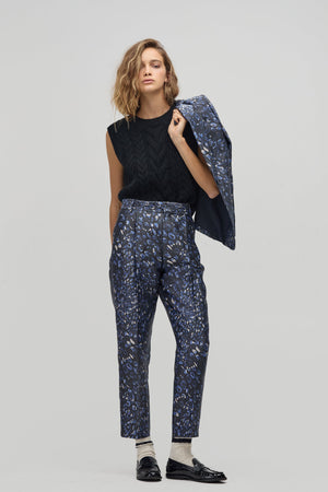 Rome Taffeta Pants - Midnight Leopard Print