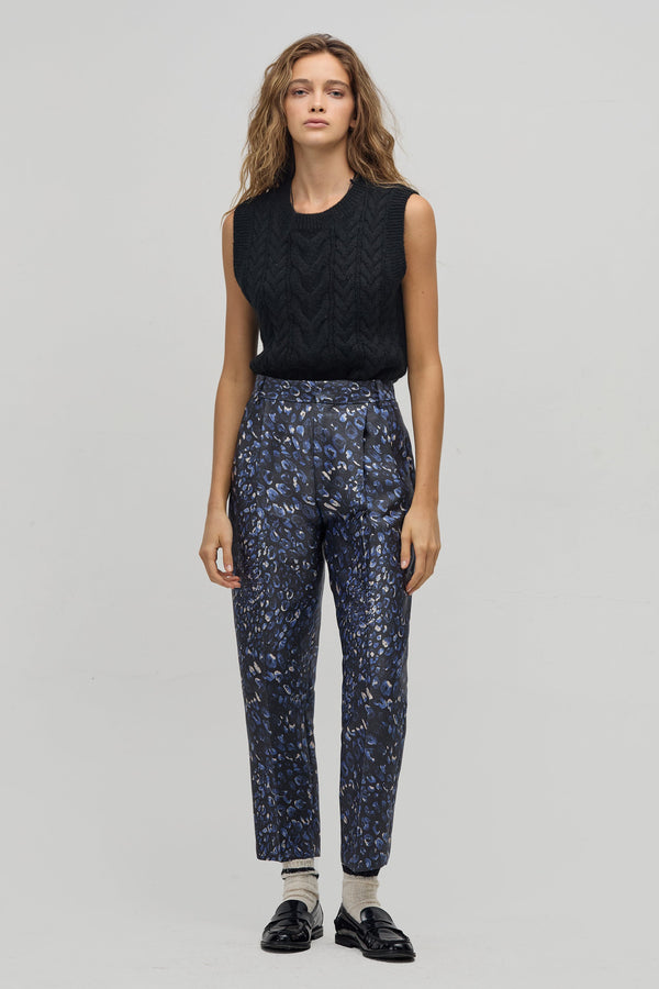 Rome Taffeta Pants - Midnight Leopard Print