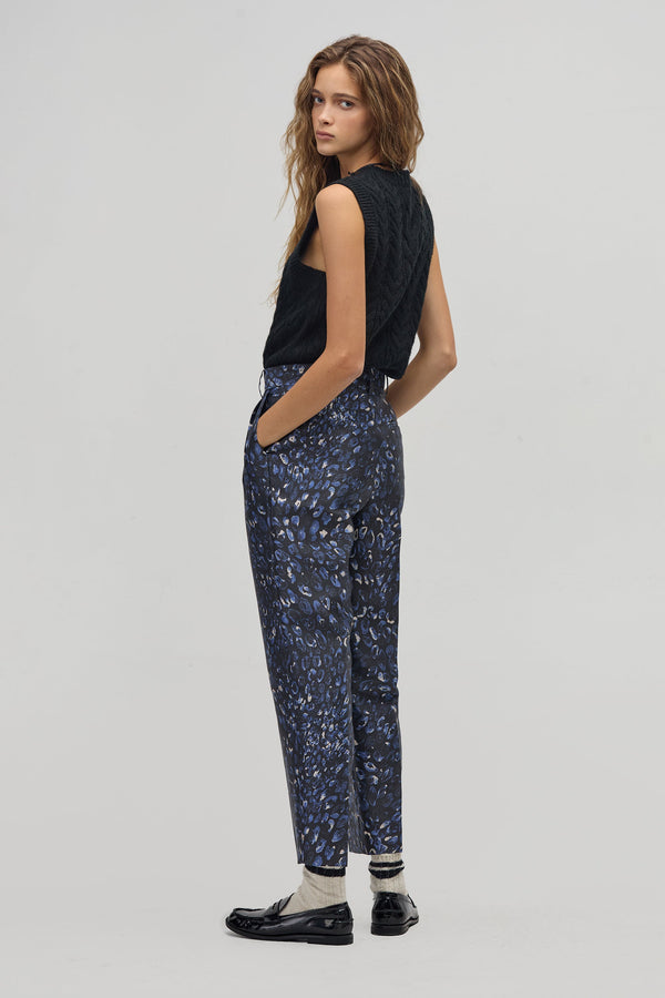 Rome Taffeta Pants - Midnight Leopard Print
