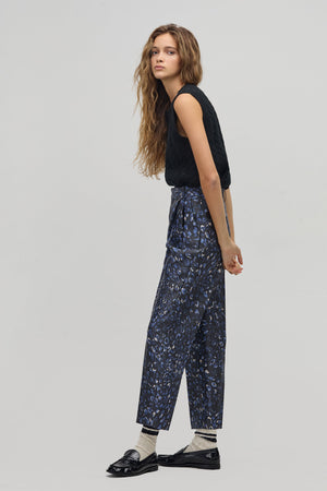 Rome Taffeta Pants - Midnight Leopard Print