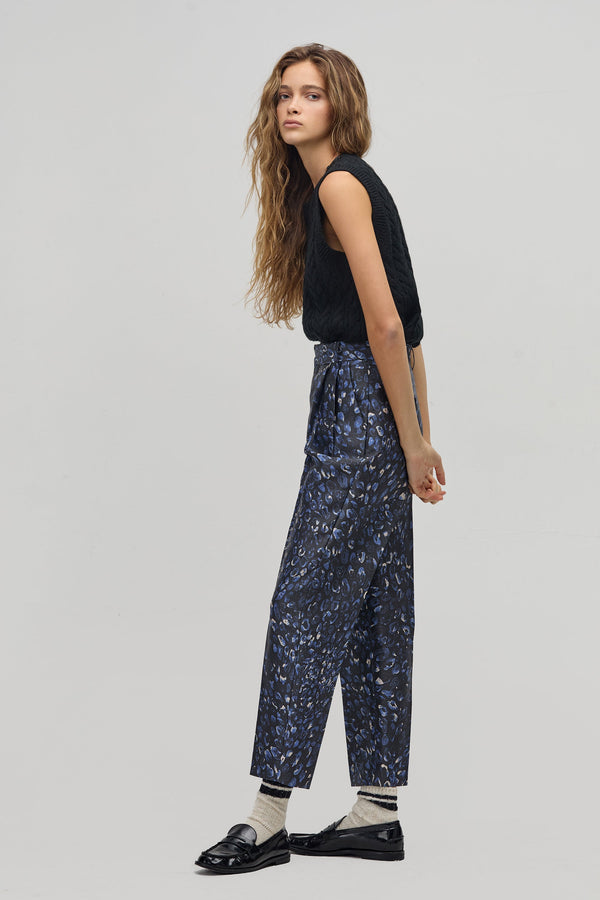 Rome Taffeta Pants - Midnight Leopard Print