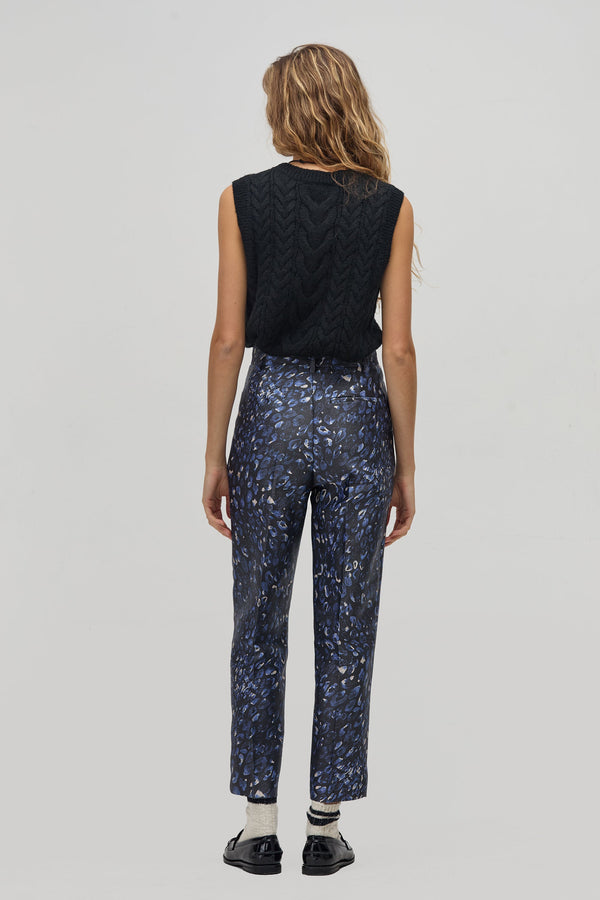 Rome Taffeta Pants - Midnight Leopard Print