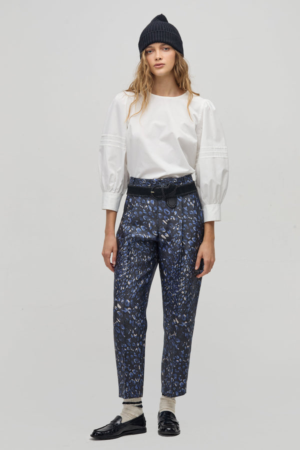 Rome Taffeta Pants - Midnight Leopard Print