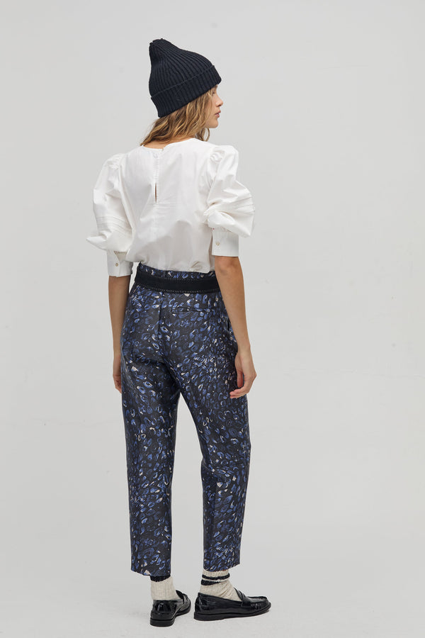 Rome Taffeta Pants - Midnight Leopard Print