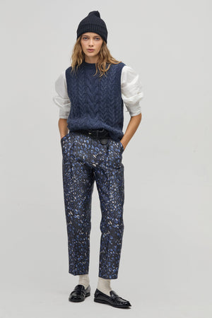 Rome Taffeta Pants - Midnight Leopard Print