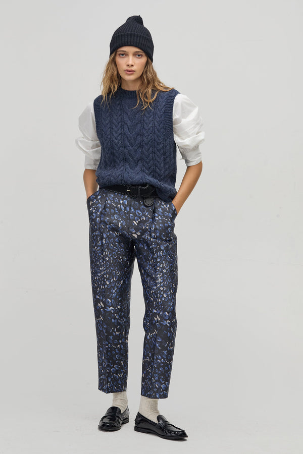 Rome Taffeta Pants - Midnight Leopard Print