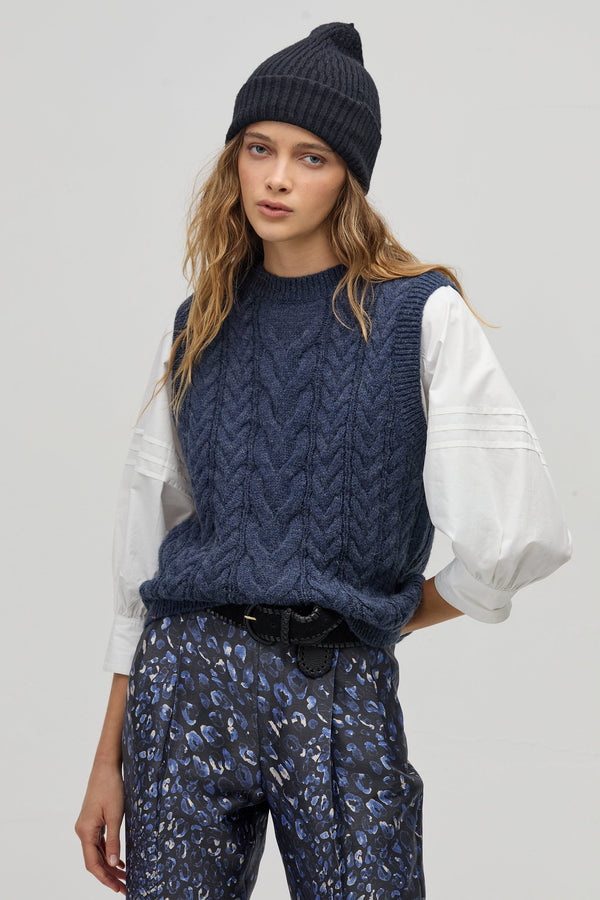 Otto Knitted Vest - Navy