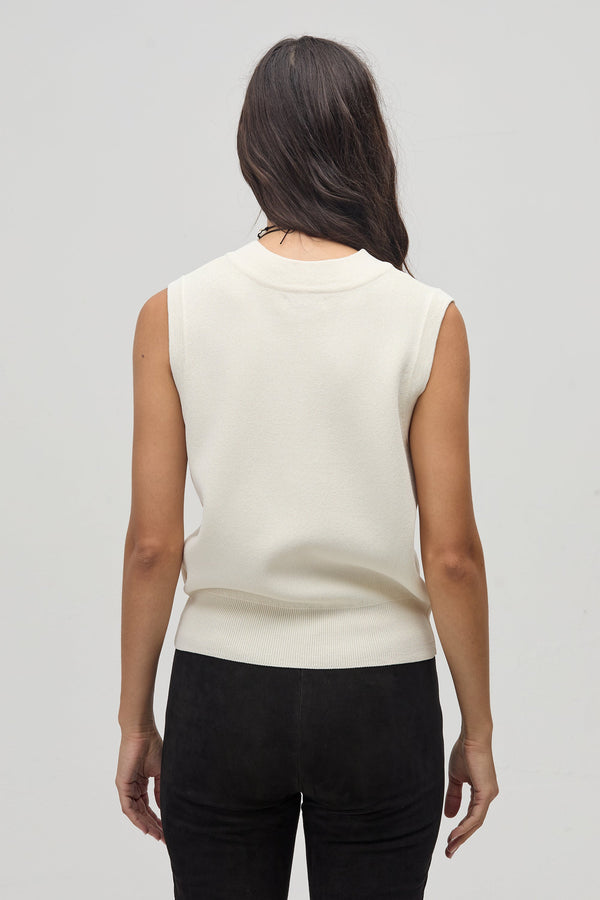 Preppy Lurex Knitted Vest - White