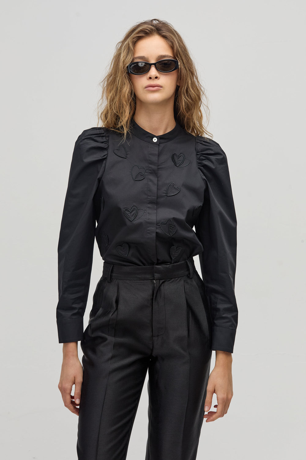 Cuore Poplin Shirt - Black