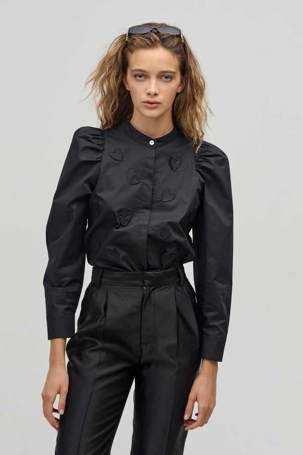 Cuore Poplin Shirt - Black