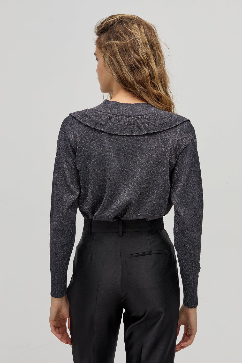 Boho Lurex Sweater - Graphite