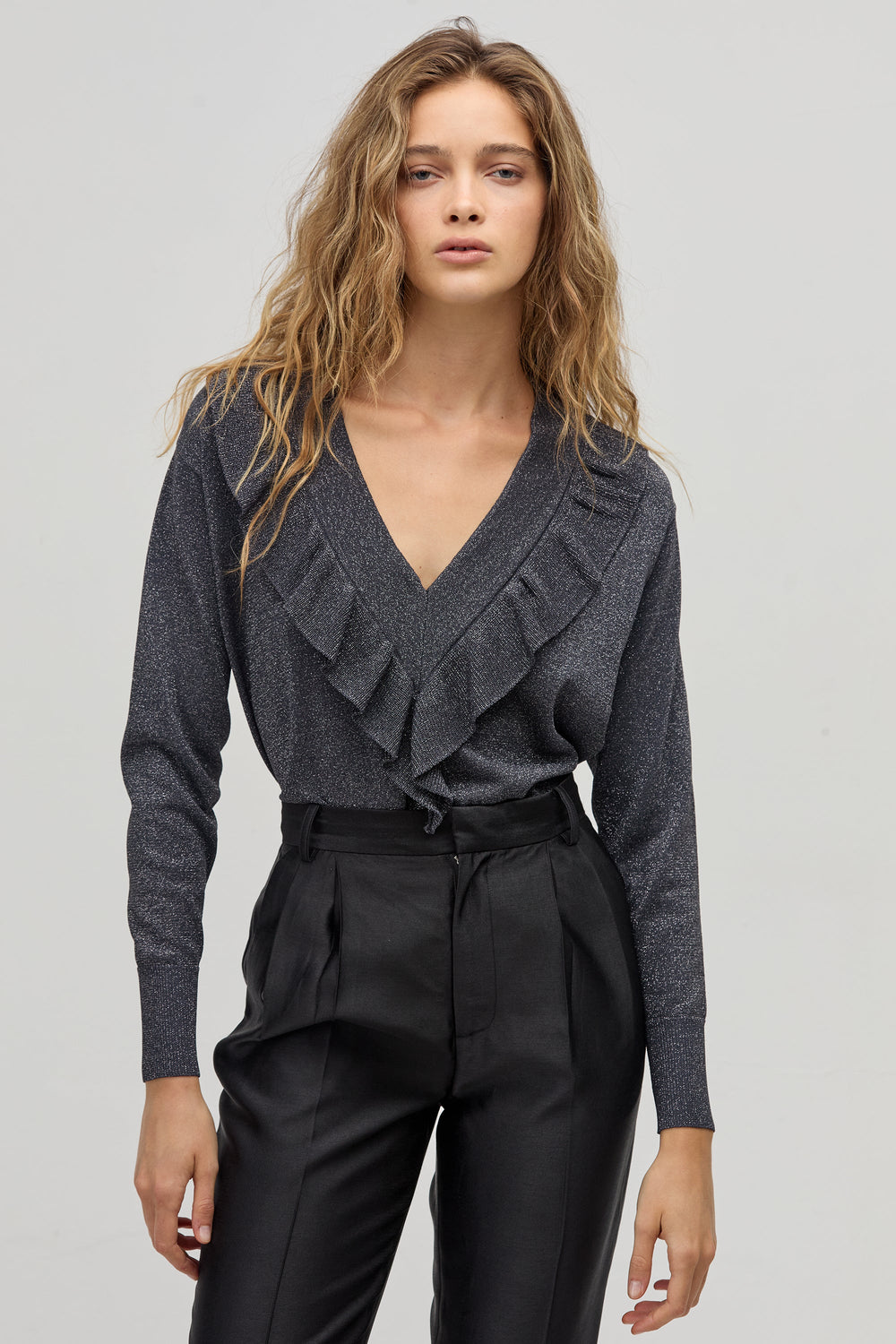 Boho Lurex Sweater - Graphite