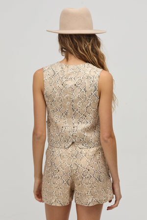Jack Metallic Linen Vest - Snake Print