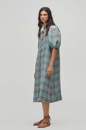 Bubble Linen Dress - Palma Checks
