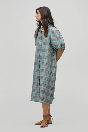Bubble Linen Dress - Palma Checks