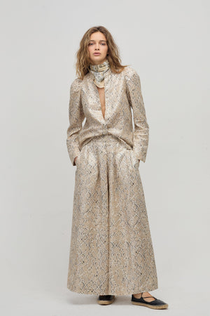 Sabi Metallic Linen Pants - Snake Print
