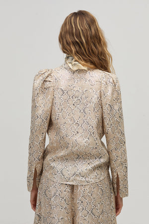 Lilium Metallic Linen Shirt - Snake Print