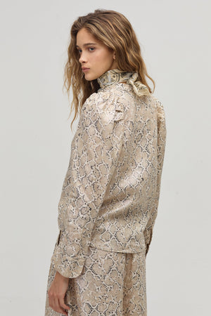 Lilium Metallic Linen Shirt - Snake Print