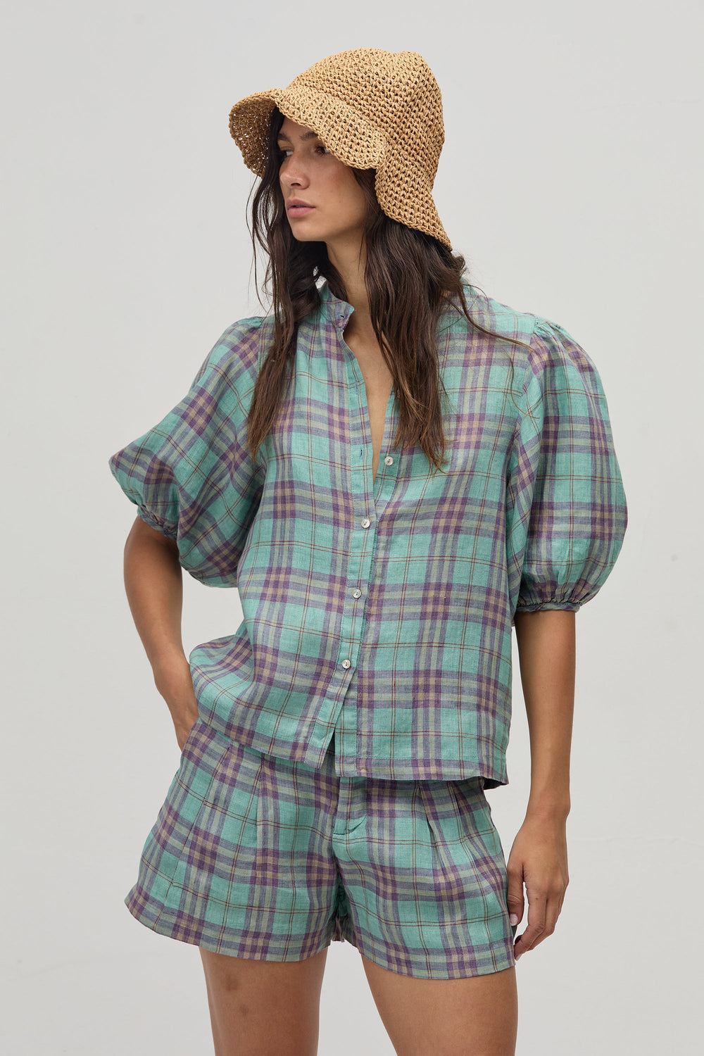Bubble Linen Shirt - Palma Checks
