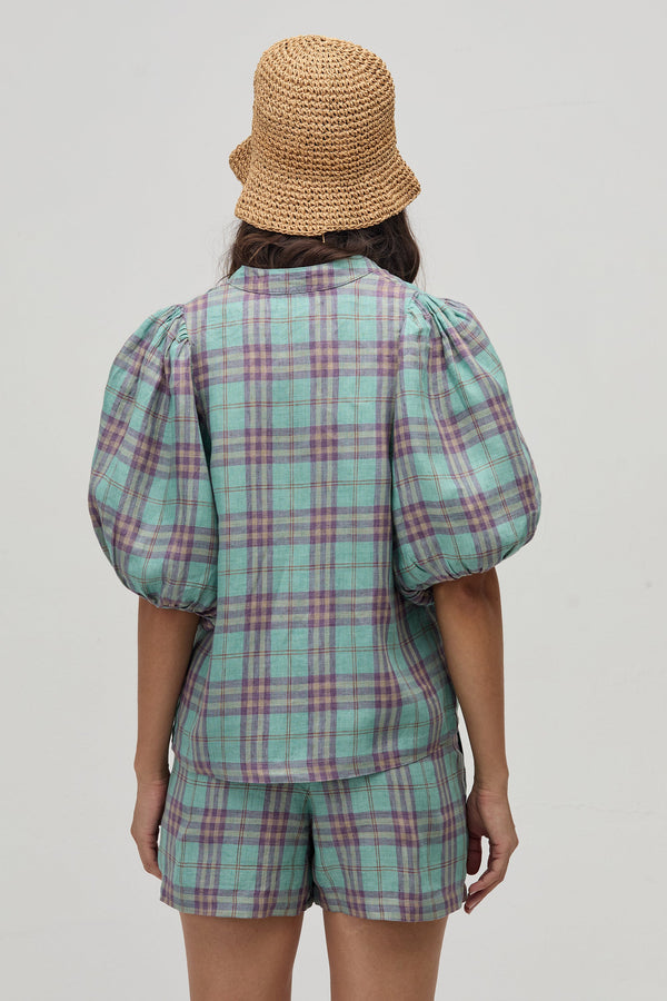 Bubble Linen Shirt - Palma Checks