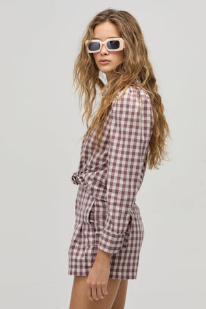 Lola Poplin Shirt - Malva Vichy Checks
