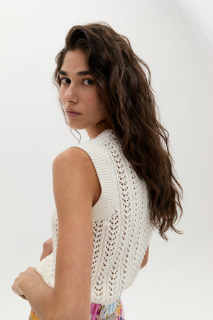 Kaia Knitted Vest - White