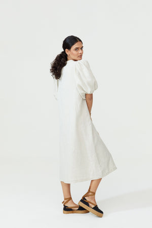 Bubble Linen Dress - Natural