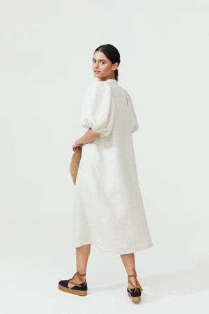 Bubble Linen Dress - Natural