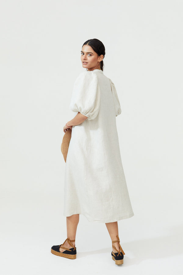 Bubble Linen Dress - Natural