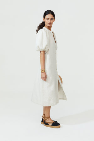 Bubble Linen Dress - Natural