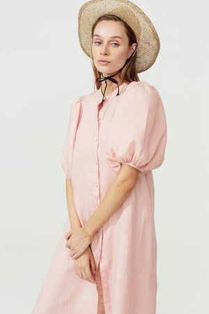 Bubble Linen Dress - Soft Pink