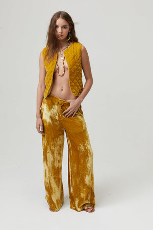 Sumac Silk Velvet Vest - Mustard