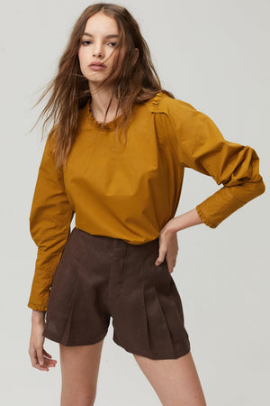 Jane Poplin Shirt - Dark Mustard