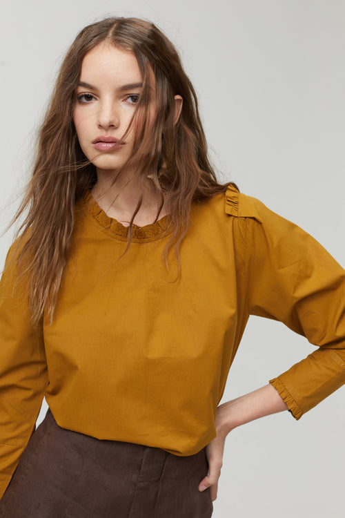 Jane Poplin Shirt - Dark Mustard