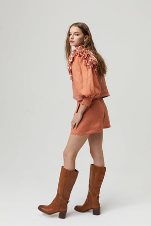 Frida Linen Shorts - Brick