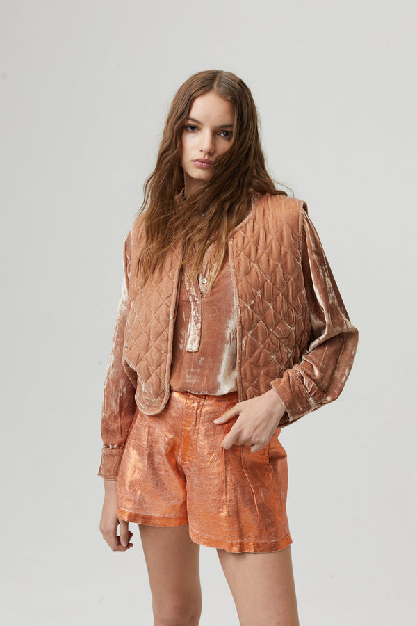 Sumac Silk Velvet Vest - Blush