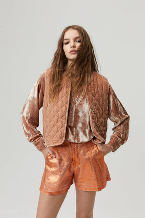 Sumac Silk Velvet Vest - Blush