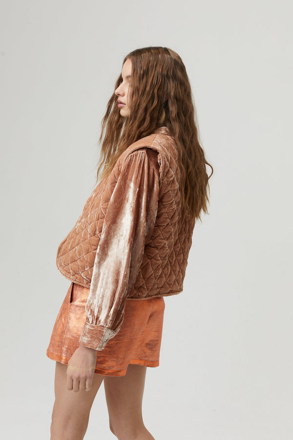 Sumac Silk Velvet Vest - Blush