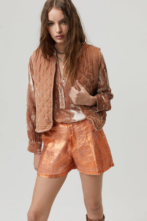 Sumac Silk Velvet Vest - Blush