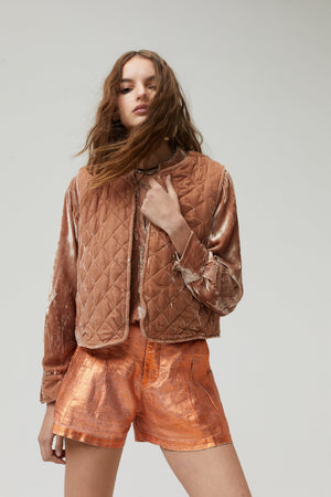 Sumac Silk Velvet Vest - Blush