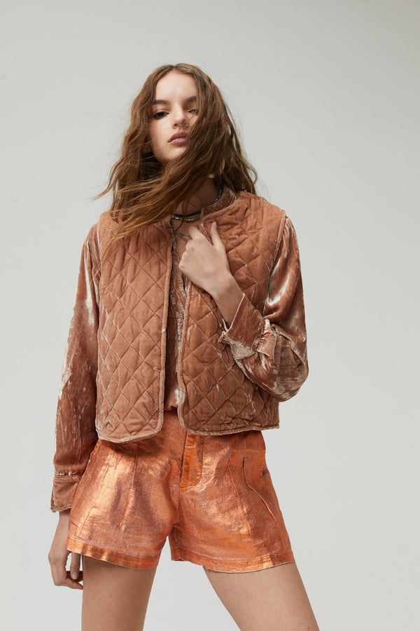 Sumac Silk Velvet Vest - Blush