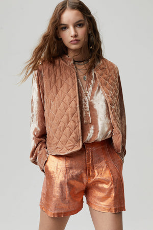 Sumac Silk Velvet Vest - Blush
