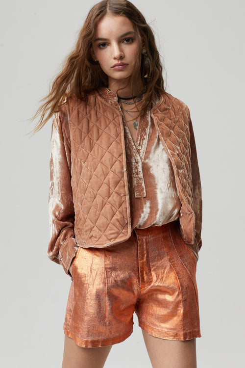 Sumac Silk Velvet Vest - Blush