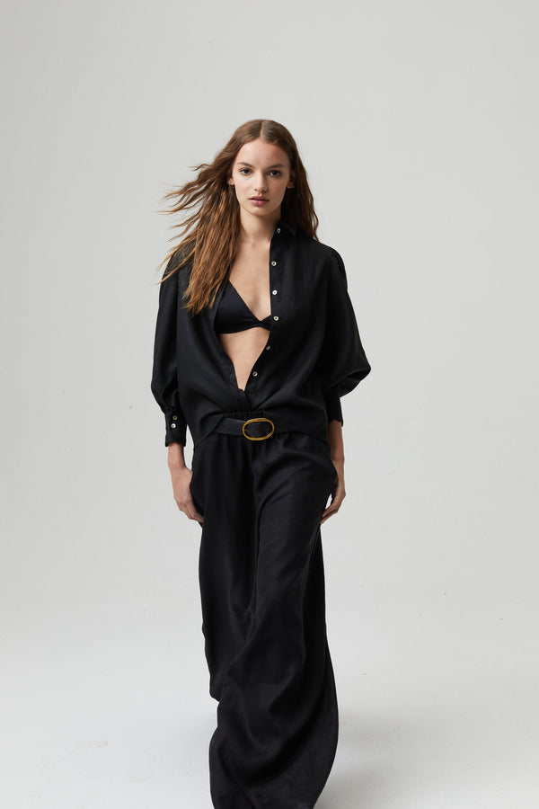 Camille Linen Shirt - Black