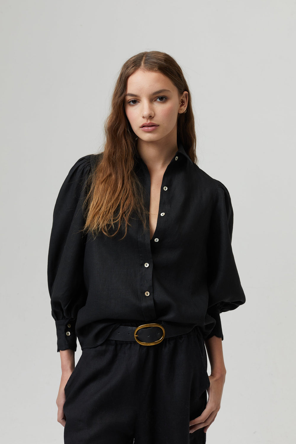 Camille Linen Shirt - Black