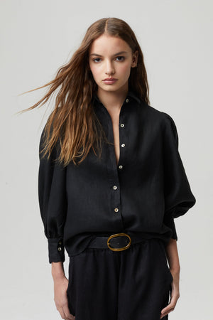 Camille Linen Shirt - Black