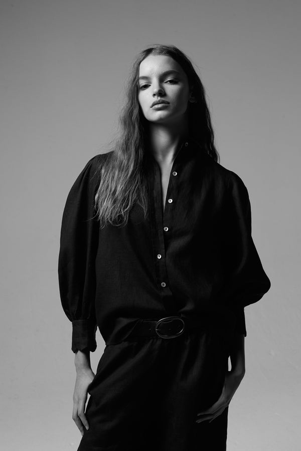 Camille Linen Shirt - Black