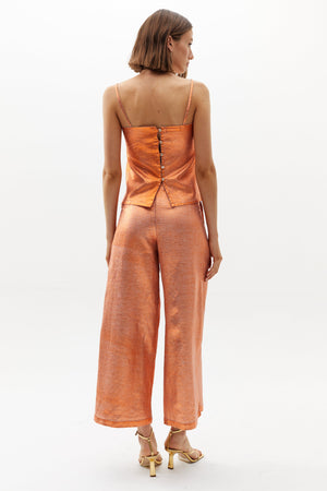 Mar Metallic Linen Top - Copper